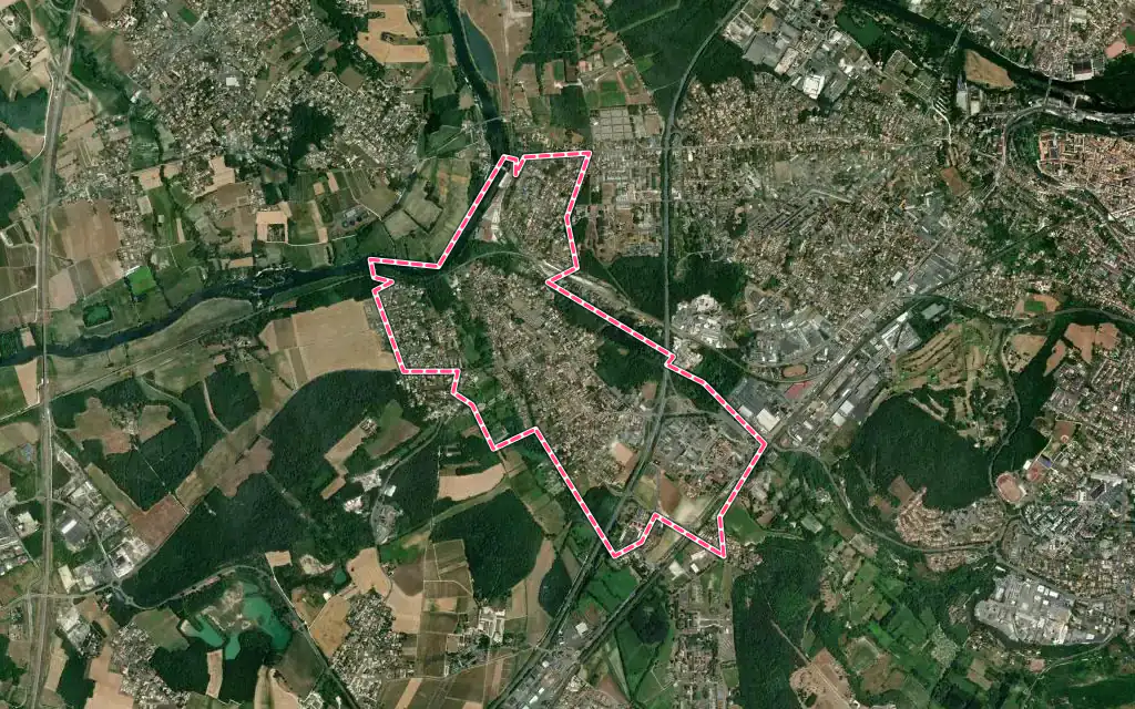 Vue satellite de Saint-Michel avec ses contours administratifs