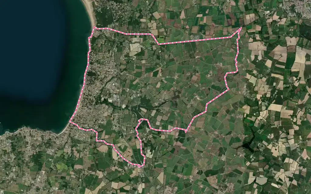 Vue satellite de Saint-Michel-Chef-Chef avec ses contours administratifs