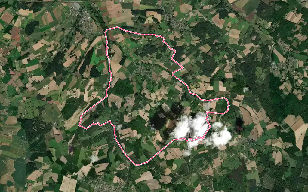 Vue satellite de Saint-Michel-de-Chavaignes avec ses contours administratifs