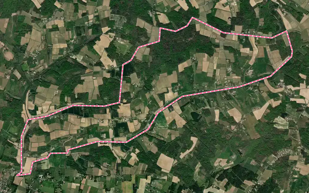Vue satellite de Saint-Michel-de-Lapujade avec ses contours administratifs
