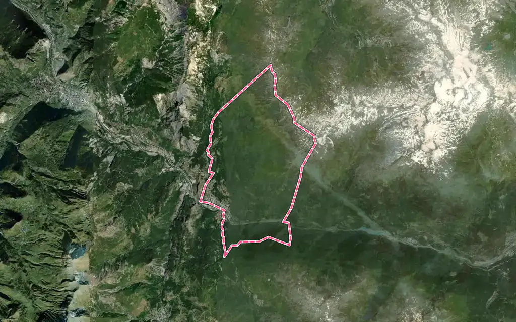 Vue satellite de Saint-Michel-de-Maurienne avec ses contours administratifs
