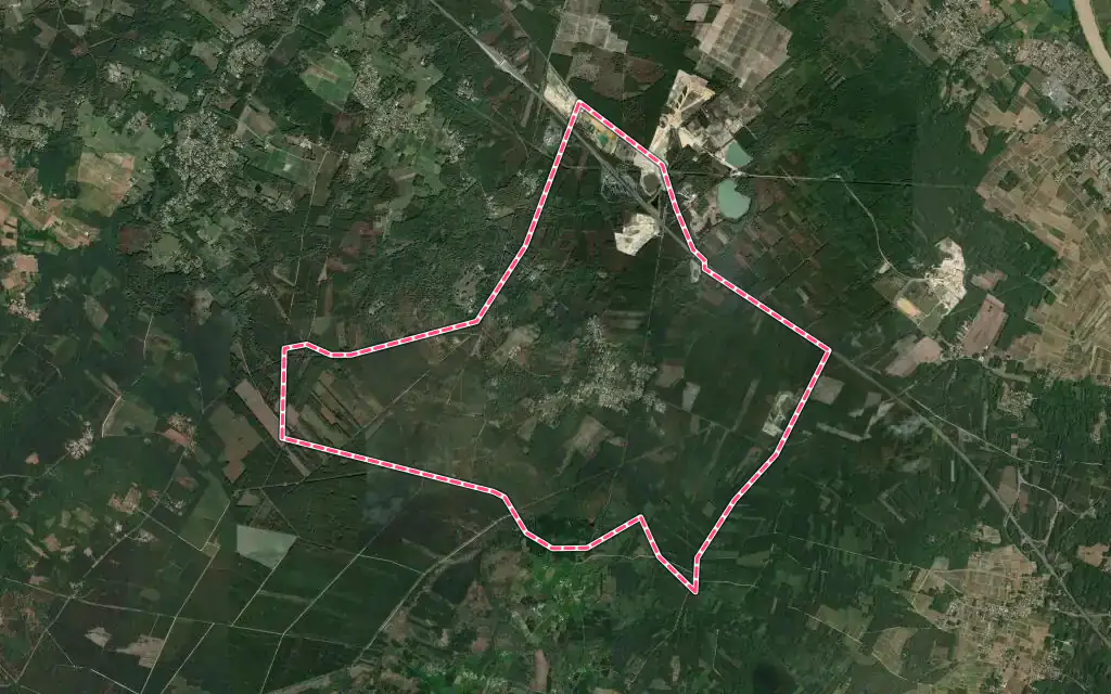 Vue satellite de Saint-Michel-de-Rieufret avec ses contours administratifs