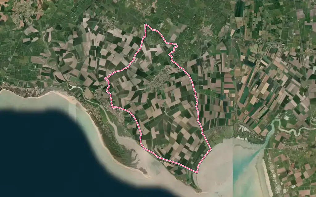 Vue satellite de Saint-Michel-en-l'Herm avec ses contours administratifs