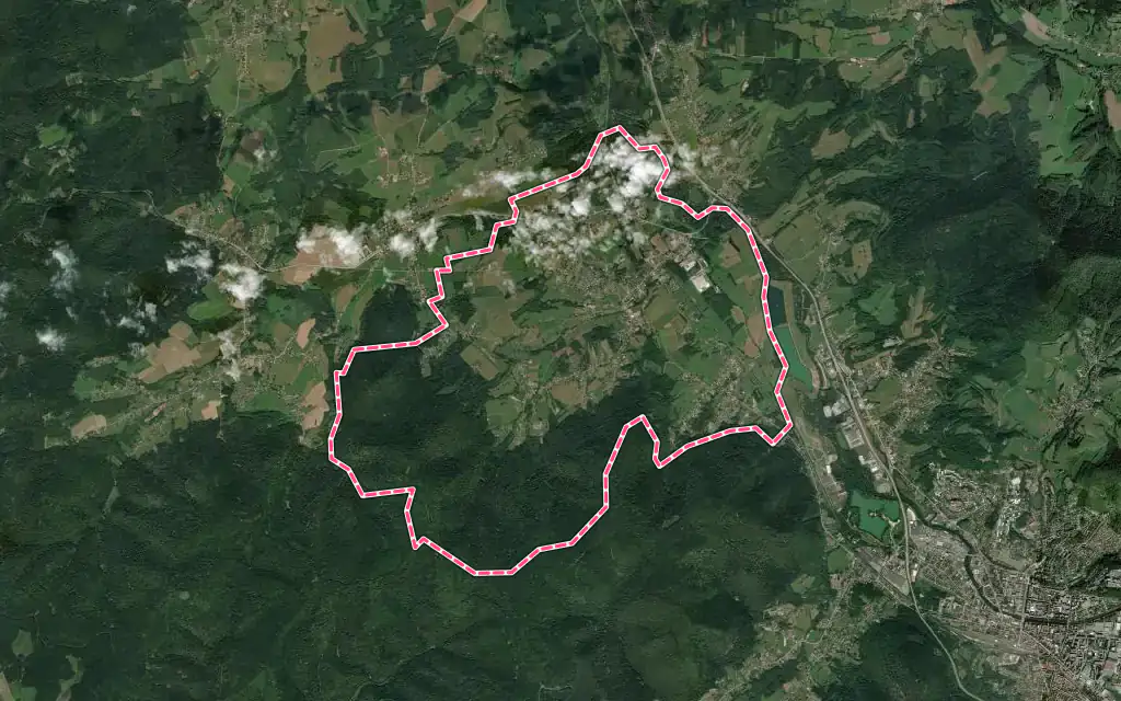 Vue satellite de Saint-Michel-sur-Meurthe avec ses contours administratifs