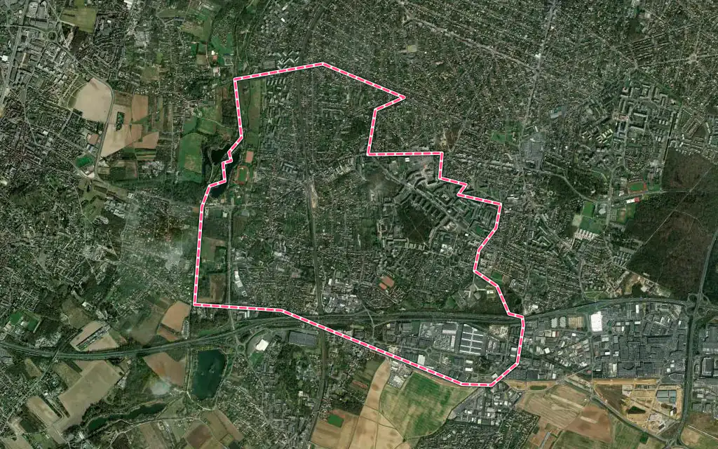Vue satellite de Saint-Michel-sur-Orge avec ses contours administratifs