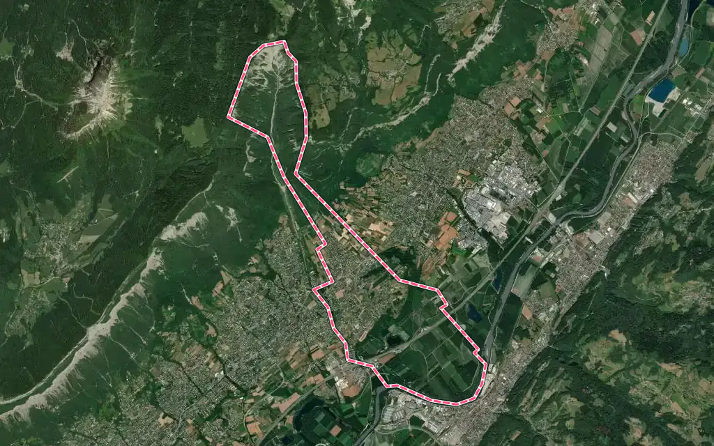 Vue satellite de Saint-Nazaire-les-Eymes avec ses contours administratifs