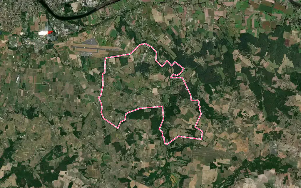 Vue satellite de Saint-Nexans avec ses contours administratifs