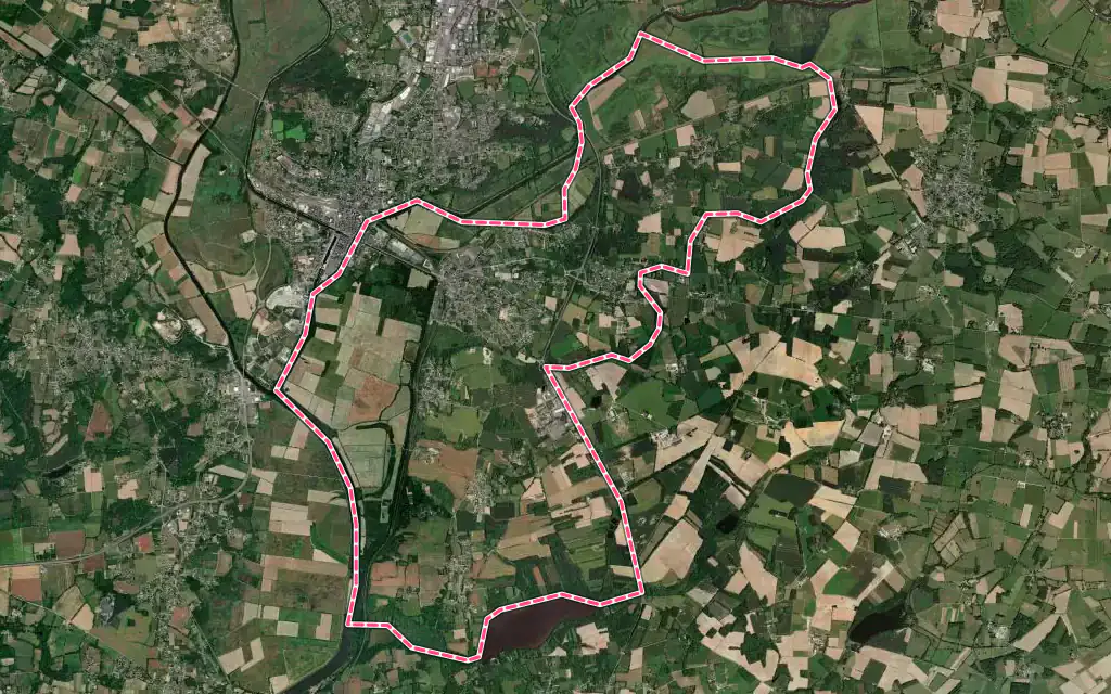 Vue satellite de Saint-Nicolas-de-Redon avec ses contours administratifs