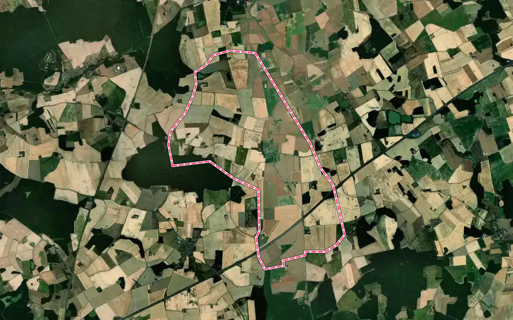 Vue satellite de Saint-Nicolas-des-Motets avec ses contours administratifs