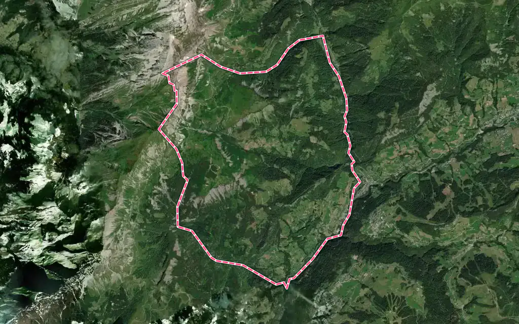 Vue satellite de Saint-Nicolas-la-Chapelle avec ses contours administratifs