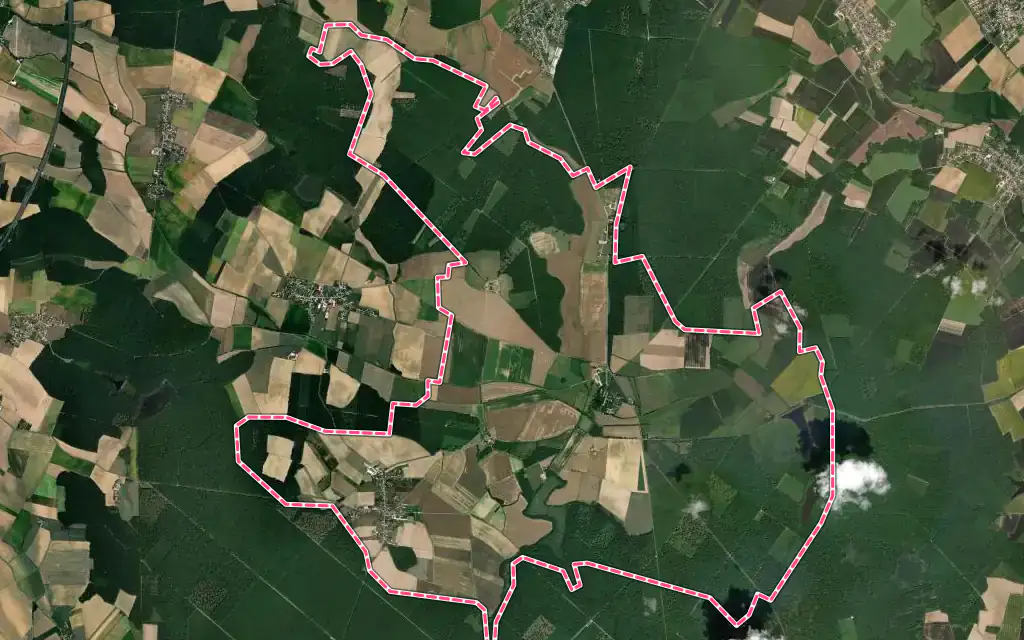 Vue satellite de Saint-Nicolas-lès-Cîteaux avec ses contours administratifs