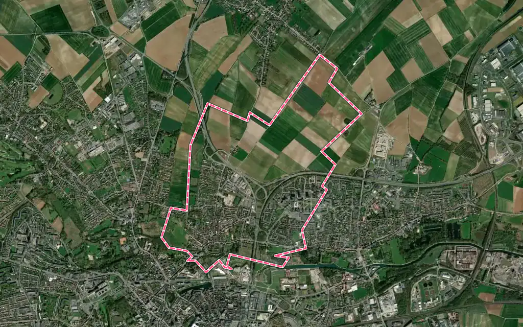 Vue satellite de Saint-Nicolas avec ses contours administratifs