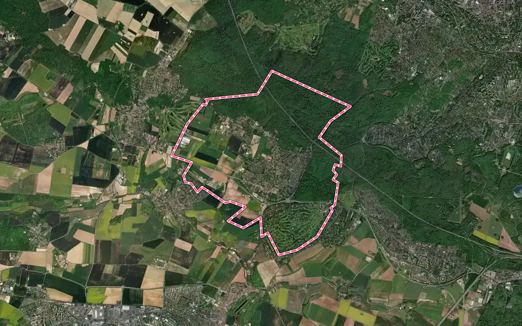 Vue satellite de Saint-Nom-la-Bretèche avec ses contours administratifs
