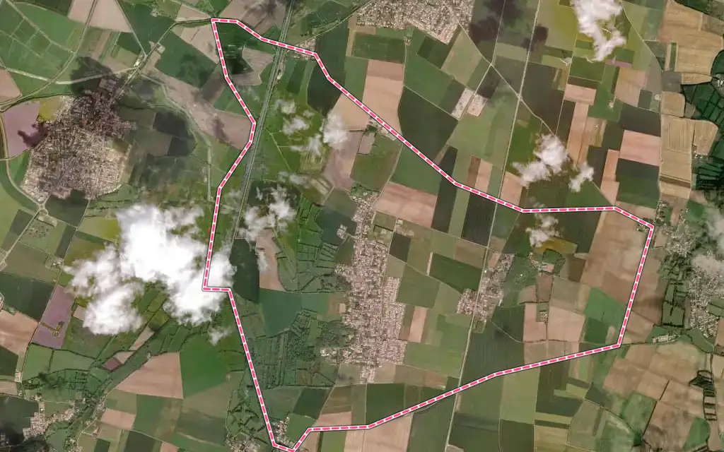 Vue satellite de Saint-Ouen-d'Aunis avec ses contours administratifs