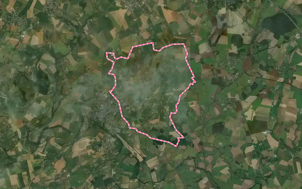 Vue satellite de Saint-Ouen-de-Mimbré avec ses contours administratifs