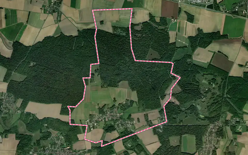 Vue satellite de Saint-Ouen-en-Brie avec ses contours administratifs