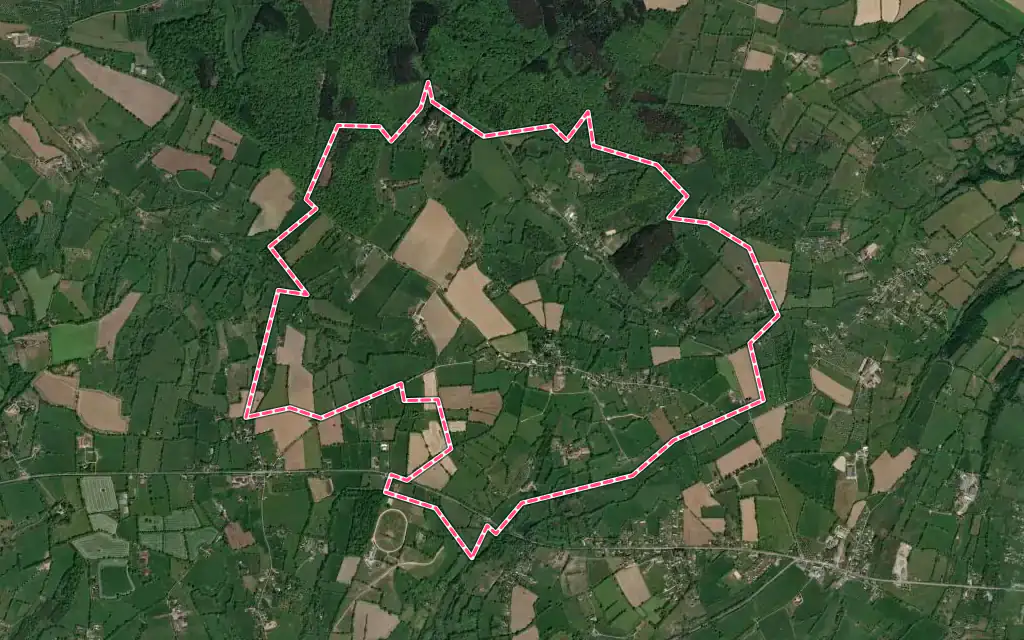 Vue satellite de Saint-Ouen-le-Pin avec ses contours administratifs