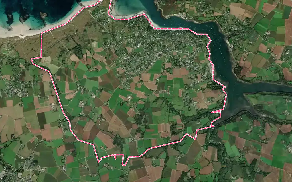 Vue satellite de Saint-Pabu avec ses contours administratifs