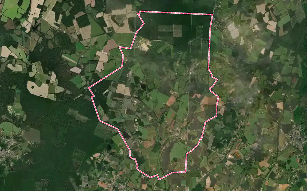 Vue satellite de Saint-Palais avec ses contours administratifs