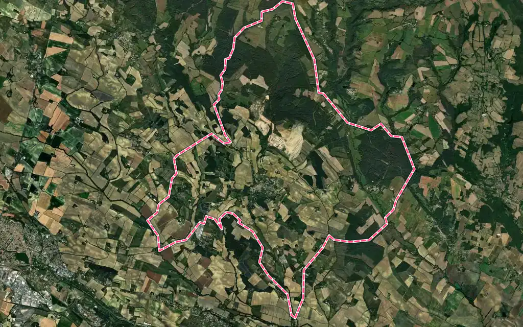 Vue satellite de Saint-Papoul avec ses contours administratifs
