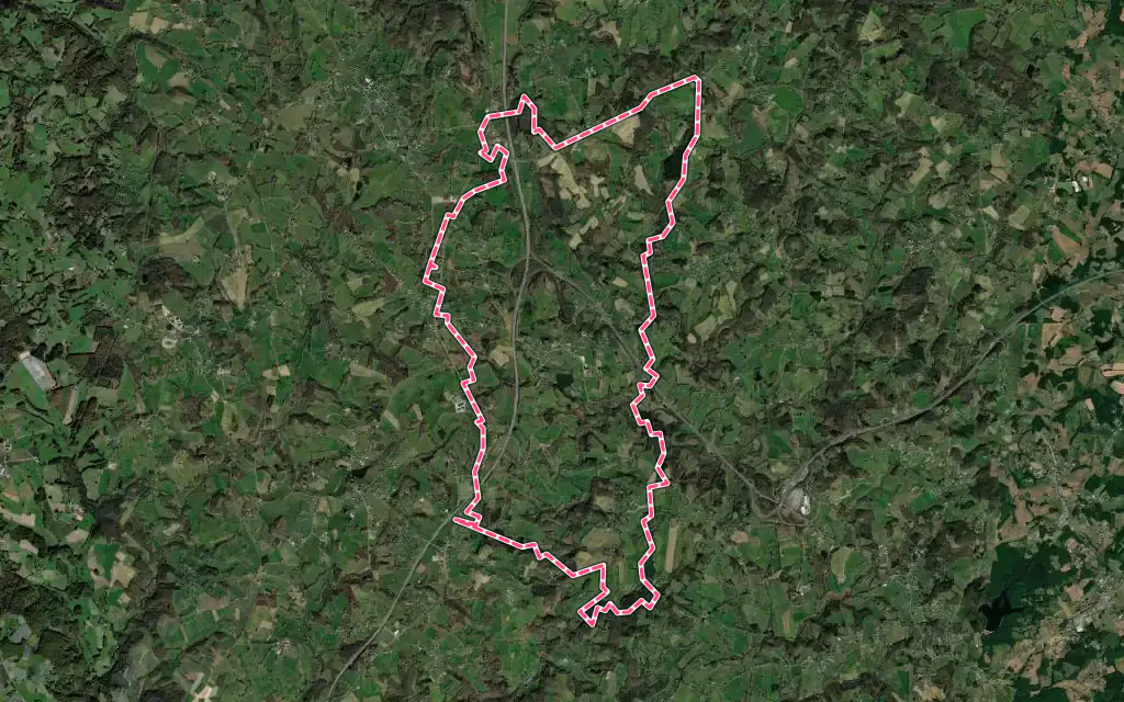 Vue satellite de Saint-Pardoux-l'Ortigier avec ses contours administratifs