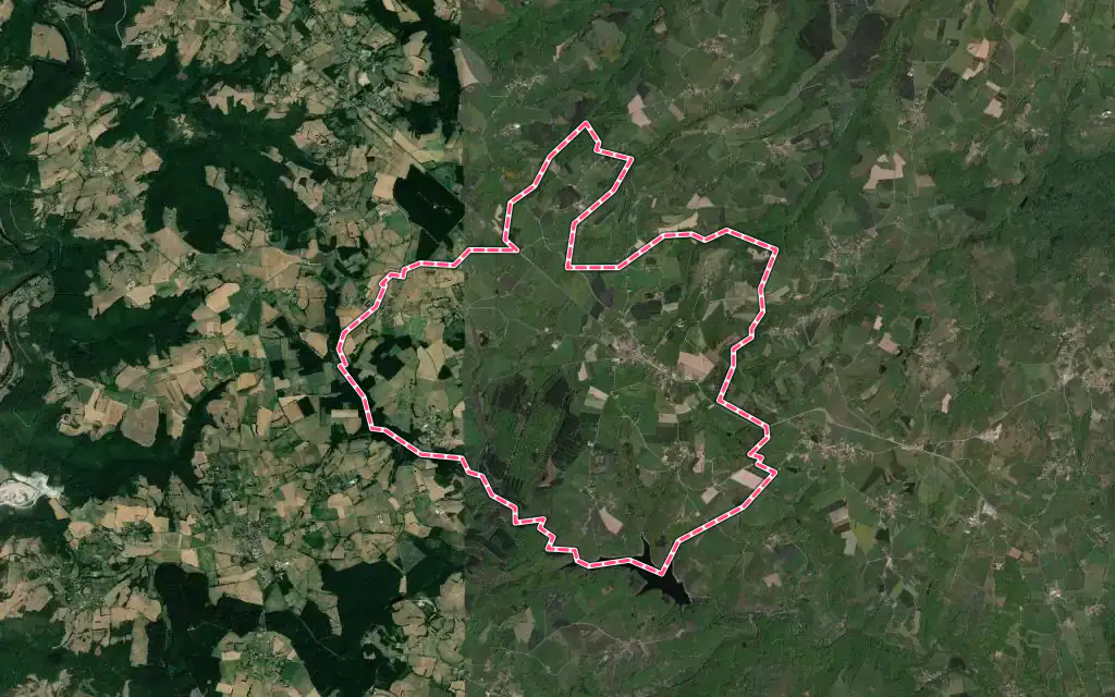 Vue satellite de Saint-Pardoux avec ses contours administratifs