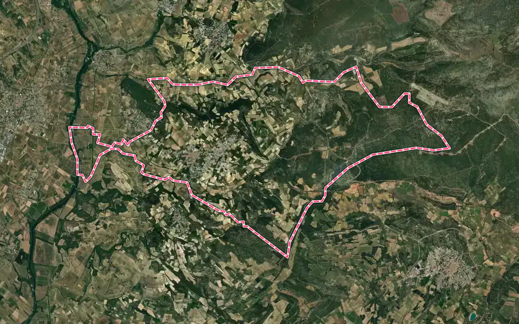 Vue satellite de Saint-Pargoire avec ses contours administratifs