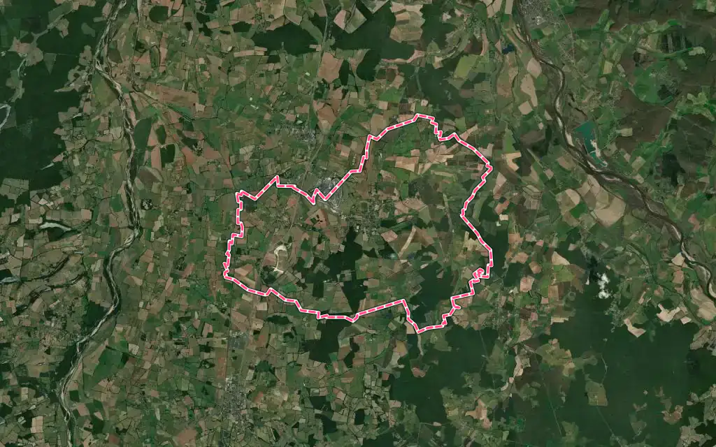 Vue satellite de Saint-Parize-le-Châtel avec ses contours administratifs
