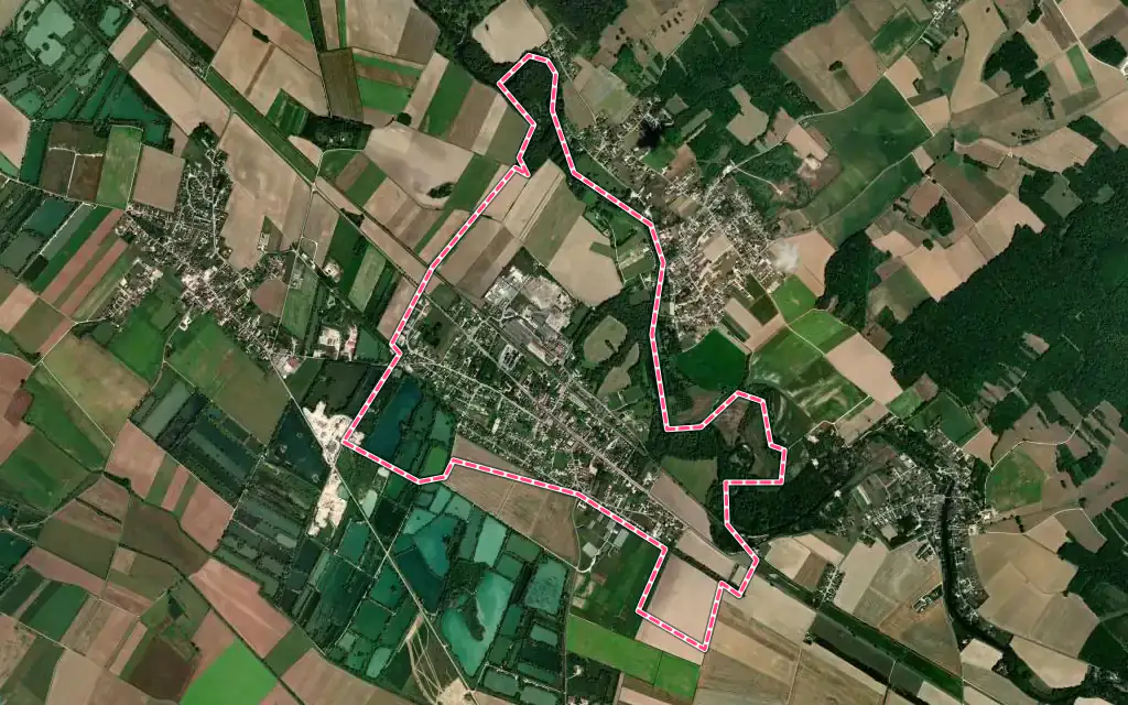 Vue satellite de Saint-Parres-lès-Vaudes avec ses contours administratifs
