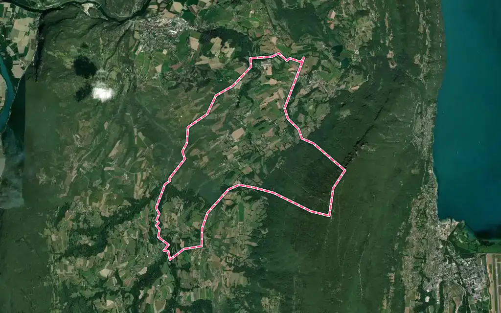 Vue satellite de Saint-Paul avec ses contours administratifs
