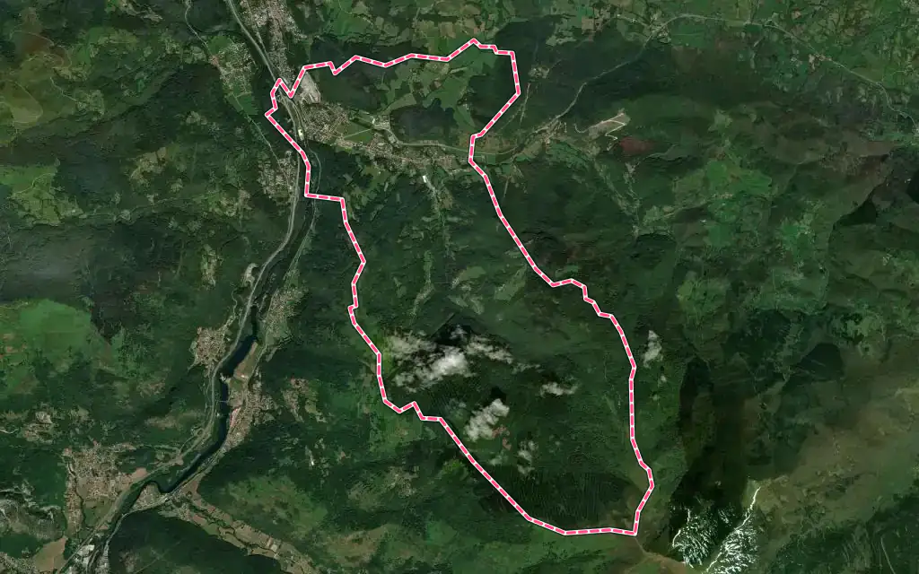 Vue satellite de Saint-Paul-de-Jarrat avec ses contours administratifs