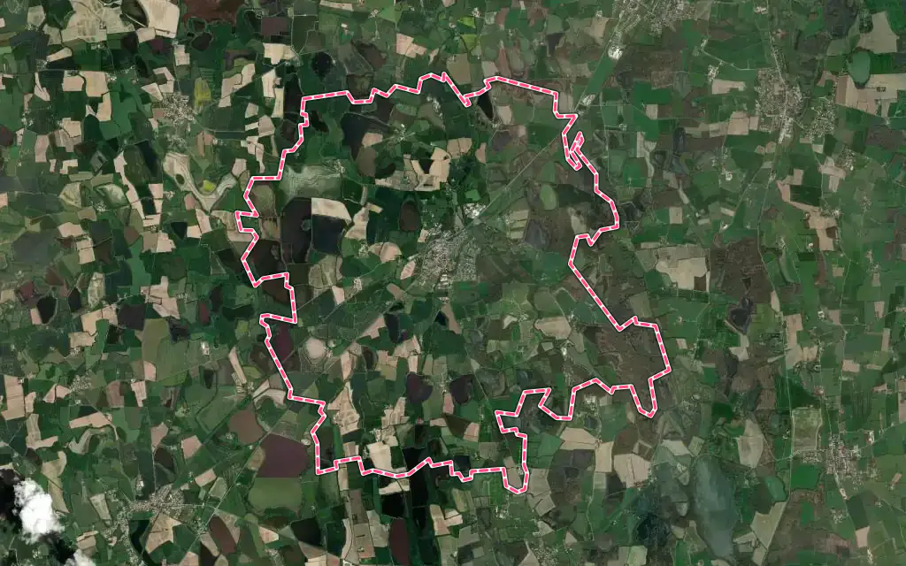Vue satellite de Saint-Paul-de-Varax avec ses contours administratifs