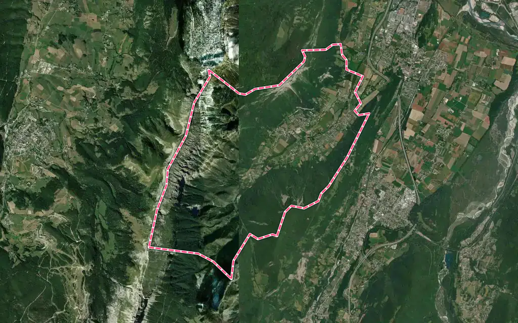 Vue satellite de Saint-Paul-de-Varces avec ses contours administratifs