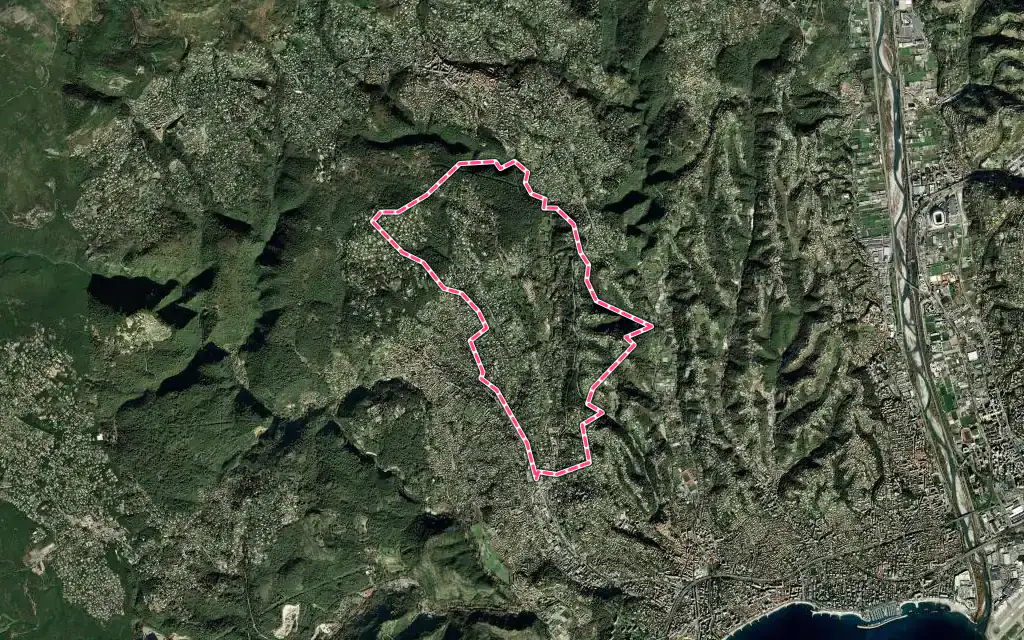 Vue satellite de Saint-Paul-de-Vence avec ses contours administratifs