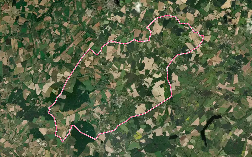 Vue satellite de Saint-Paul-du-Bois avec ses contours administratifs