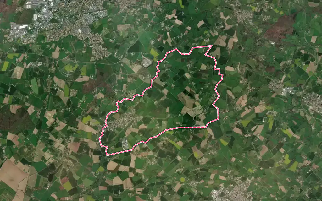 Vue satellite de Saint-Paul-en-Pareds avec ses contours administratifs