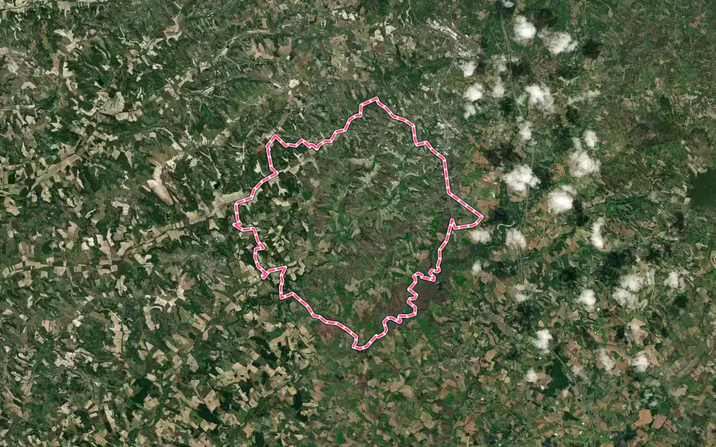 Vue satellite de Saint-Paul-Flaugnac avec ses contours administratifs