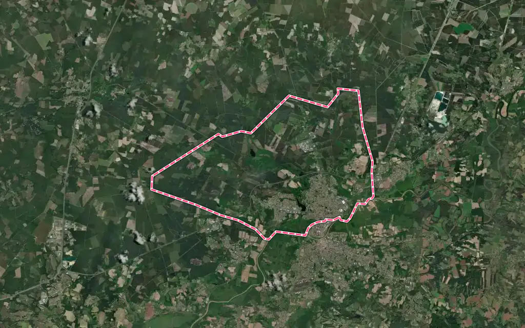 Vue satellite de Saint-Paul-lès-Dax avec ses contours administratifs