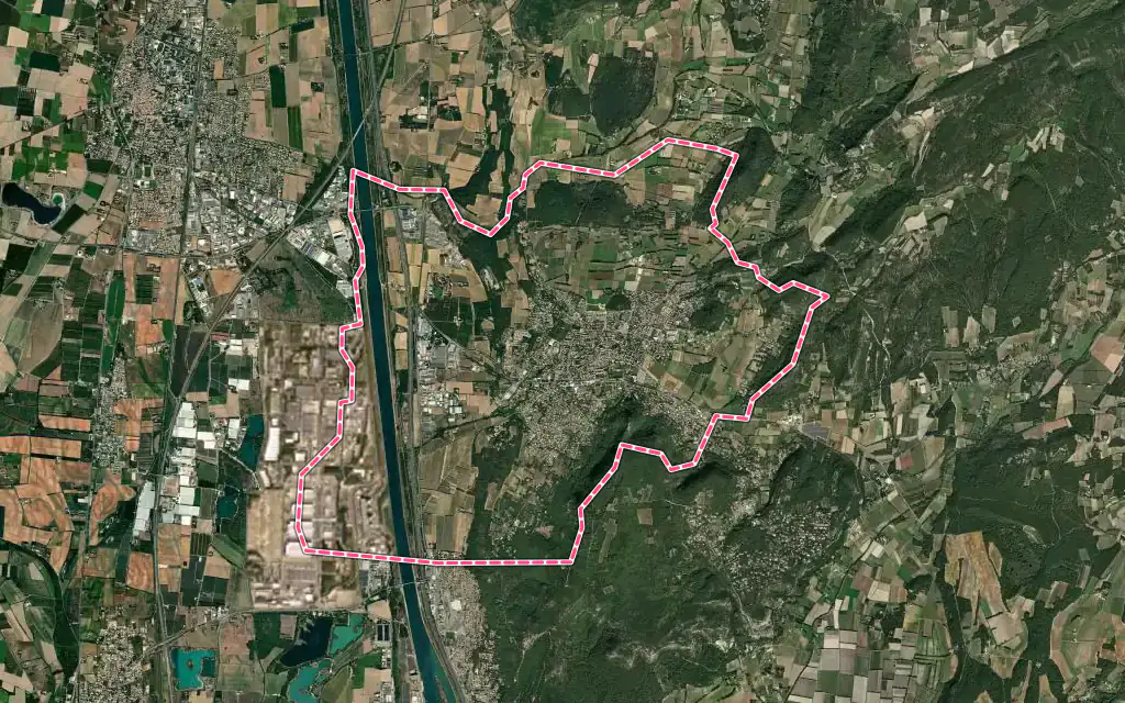 Vue satellite de Saint-Paul-Trois-Châteaux avec ses contours administratifs