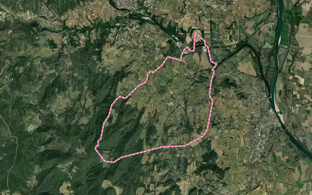 Vue satellite de Saint-Paulet-de-Caisson avec ses contours administratifs