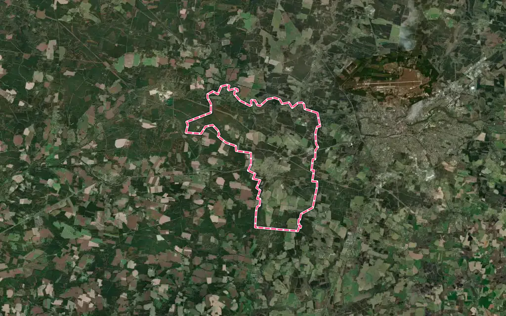 Vue satellite de Saint-Perdon avec ses contours administratifs