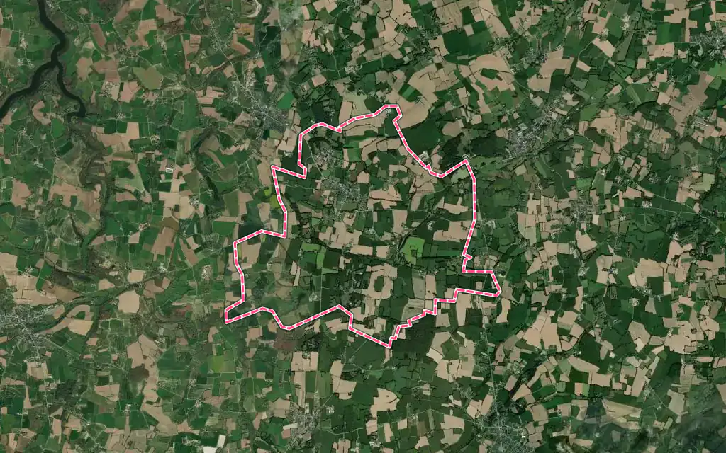 Vue satellite de Saint-Pern avec ses contours administratifs