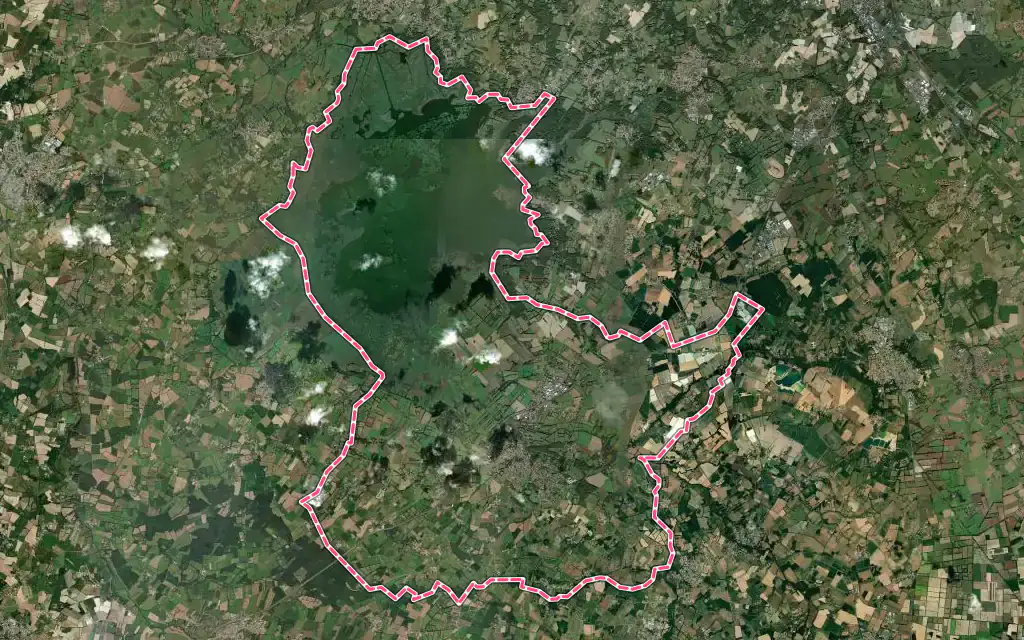 Vue satellite de Saint-Philbert-de-Grand-Lieu avec ses contours administratifs