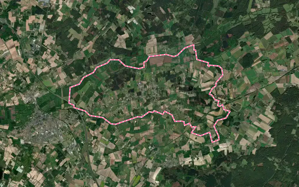 Vue satellite de Saint-Philbert-du-Peuple avec ses contours administratifs