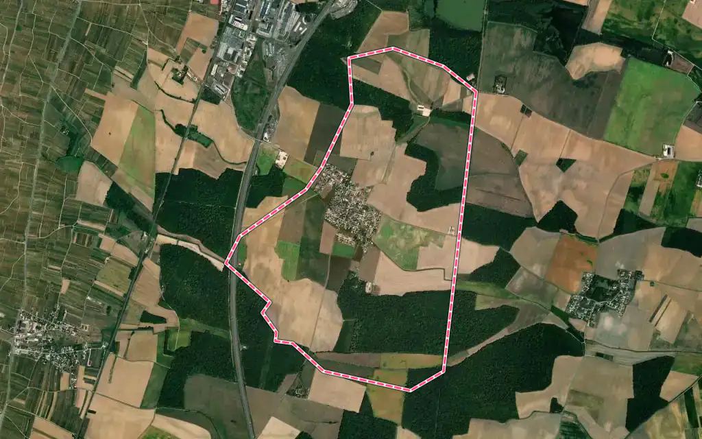 Vue satellite de Saint-Philibert avec ses contours administratifs