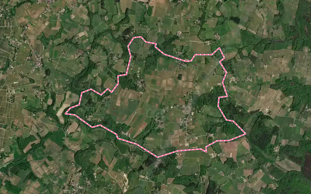Vue satellite de Saint-Philippe-d'Aiguille avec ses contours administratifs