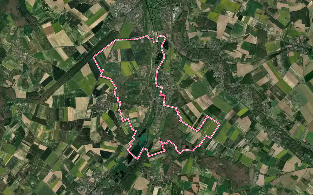 Vue satellite de Saint-Piat avec ses contours administratifs