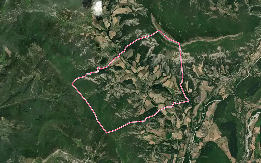 Vue satellite de Saint-Pierre-d'Argençon avec ses contours administratifs