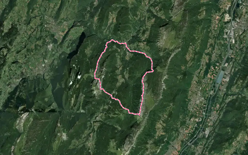 Vue satellite de Saint-Pierre-d'Entremont avec ses contours administratifs