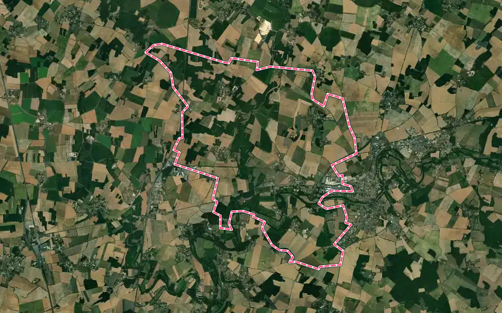 Vue satellite de Saint-Pierre-d'Exideuil avec ses contours administratifs